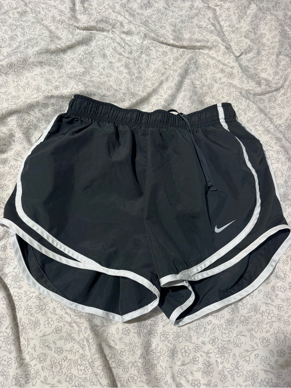 Nike Black Athletic Shorts with White Piping